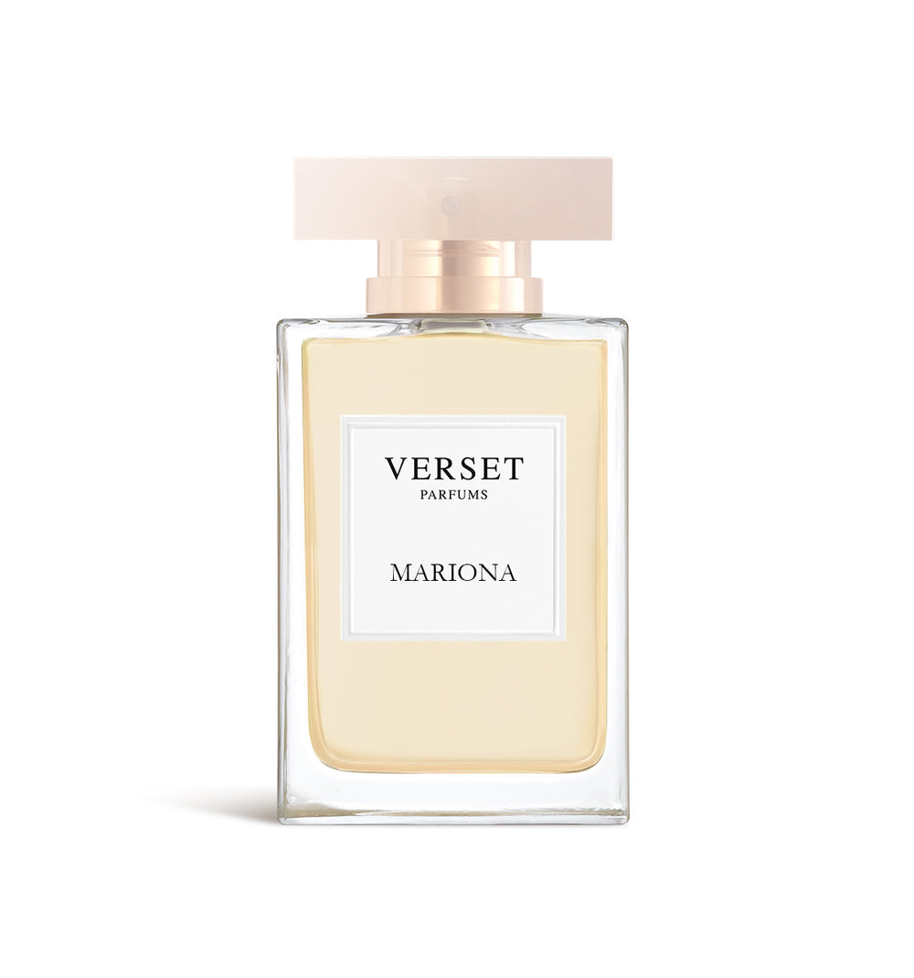 Perfume bottle labeled 'Verset Parfums Mariona' on a white background