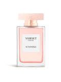 Pink perfume bottle labeled 'Sunshine' by Verset Parfums on a white background